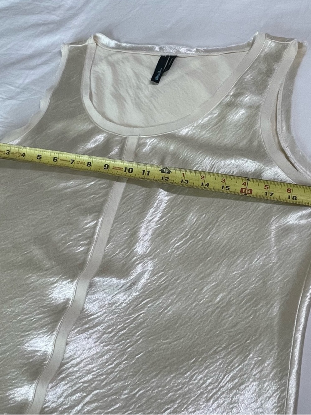 She Said Satin-Effect Ivory Tank Top - Women’s Sleeveless Shell View 6